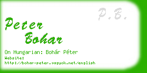 peter bohar business card
